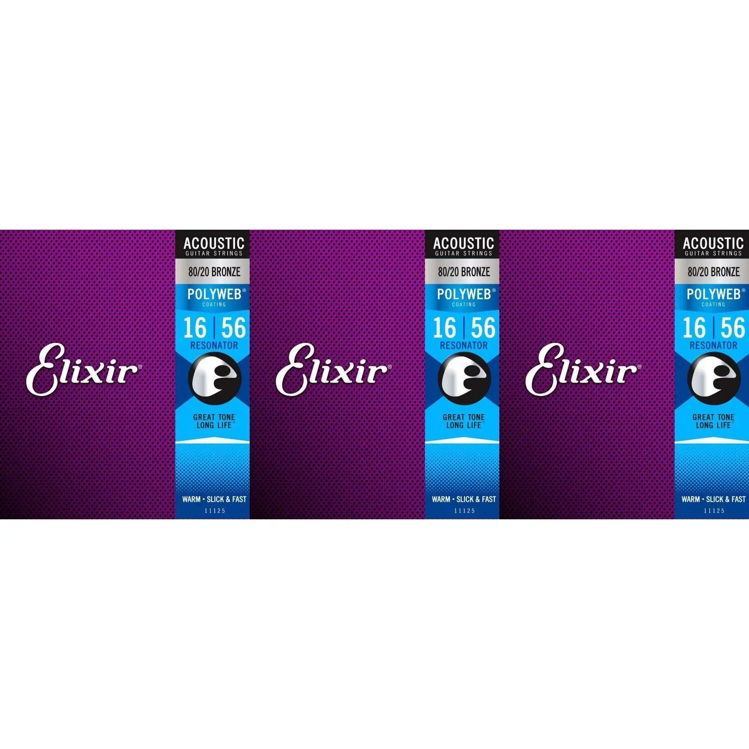 

Струны Elixir Strings 11125 Polyweb 80/20 Bronze для акустической гитары — резонатор .016-.056 (3 шт.)
