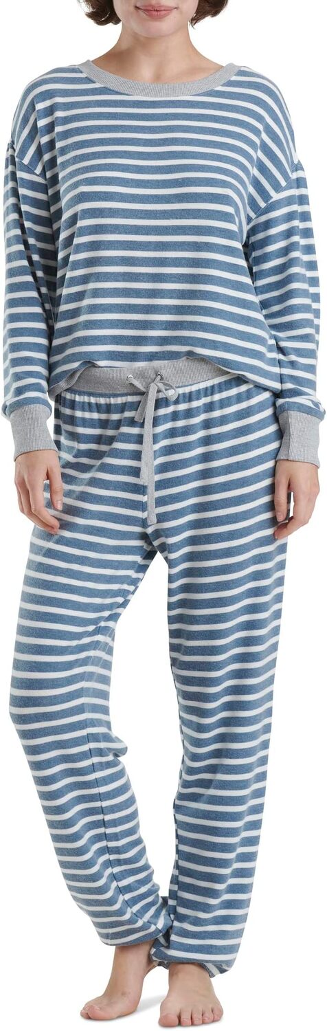 

Пижамный комплект с длинными рукавами из матового джерси Westport Splendid, цвет Dusted Teal Weekend Stripe
