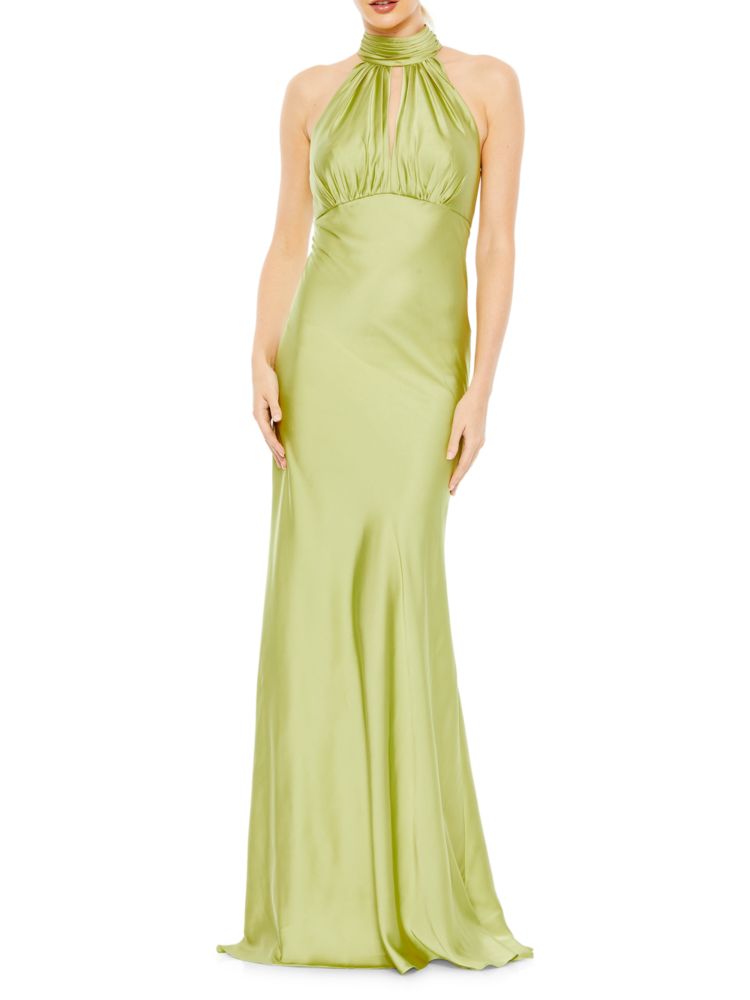Платье с воротником-стойкой и вырезом в виде замочной скважины Mac Duggal, цвет Apple Green