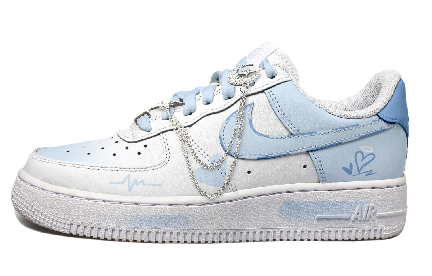 

Кроссовки Nike Air Force 1 Skateboarding Shoes Women's Low-top White/blue, белый/синий