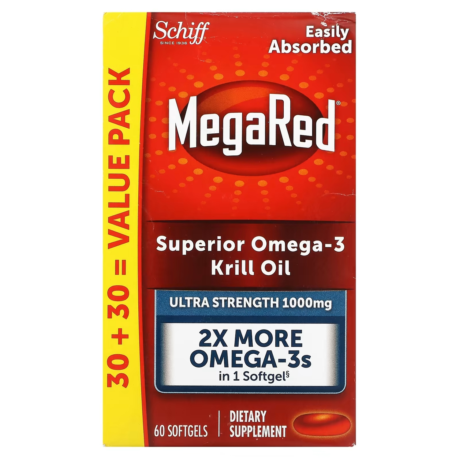 

Масло криля с омега-3 Schiff MegaRed, 1000 мг, 60 мягких желатиновых капсул