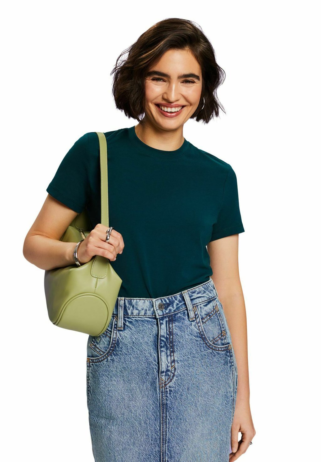 

Футболка базовая MIT RUNDHALSAUSSCHNITT Esprit, цвет dark teal green