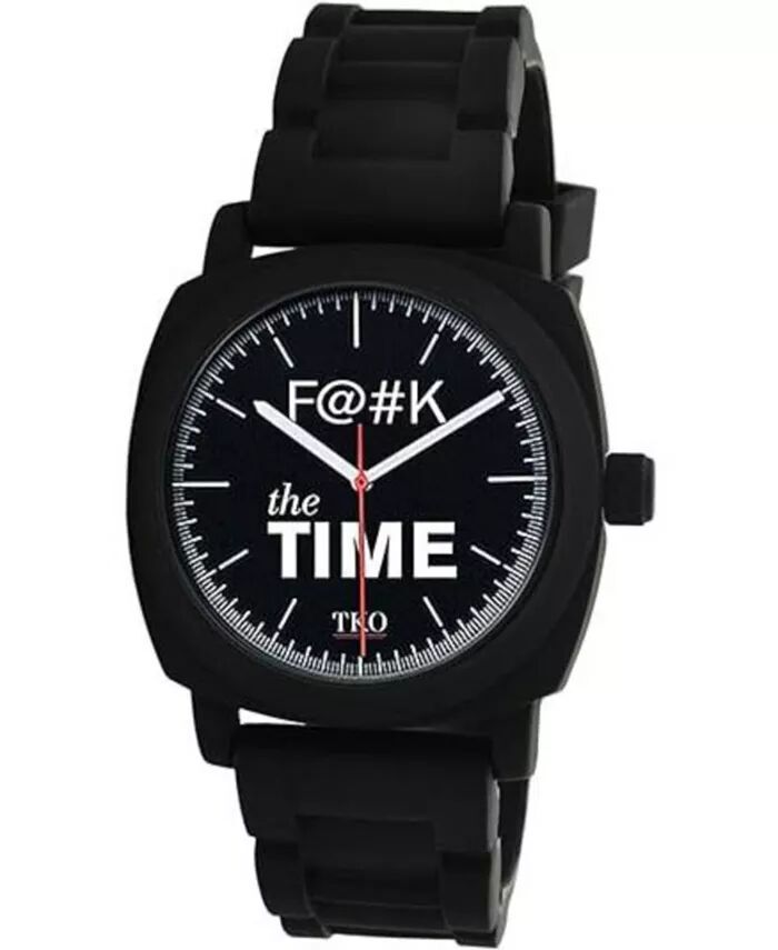 

Часы-экспрессия унисекс «F#K the Time» с черным резиновым ремешком TKO, черный
