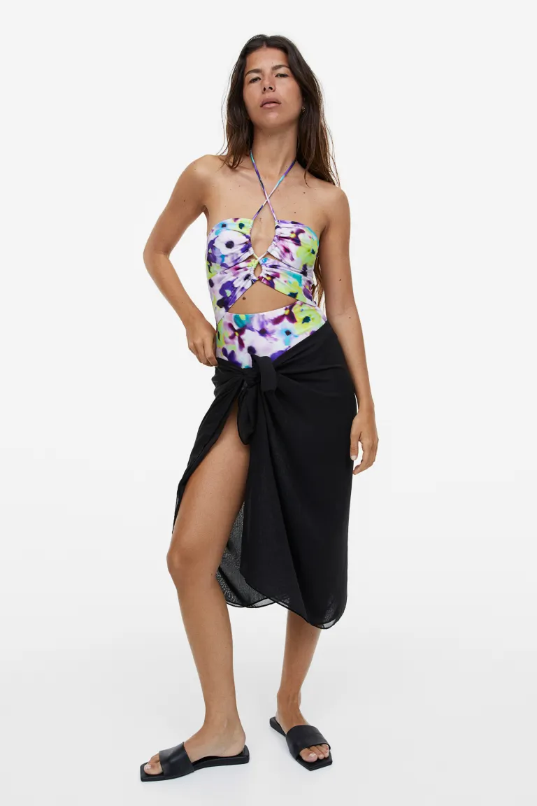 

Цельный купальник с высокими штанинами H&M, фиолетовый