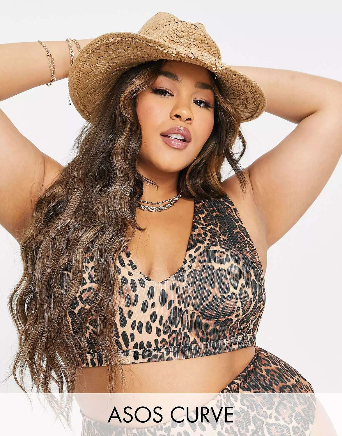 

ASOS DESIGN Curve укороченный топ бикини с леопардовым принтом