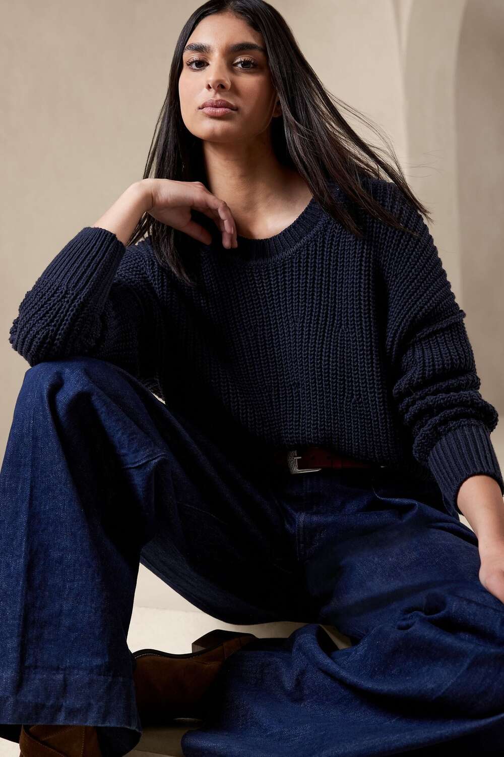 

Хлопковый свитер Tiernan Banana Republic, синий