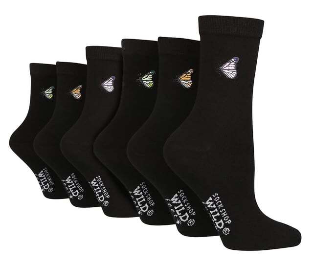 

Милые носки с вышивкой из хлопковых бабочек Wildfeet, черный
