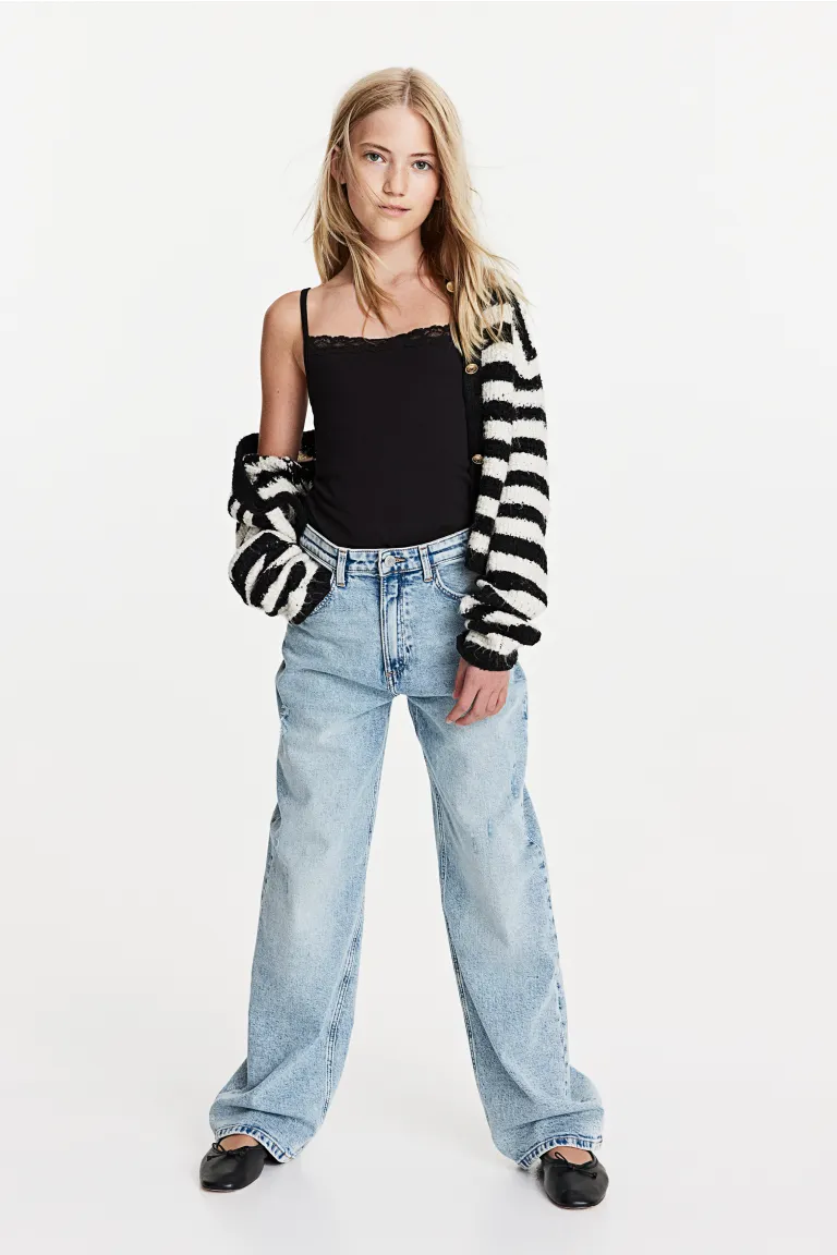 

Топ на бретелях с кружевной отделкой H&M, черный