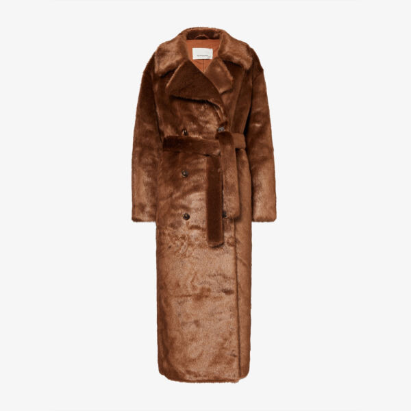 

Пальто из искусственного меха с поясом Joni The Frankie Shop, коричневый
