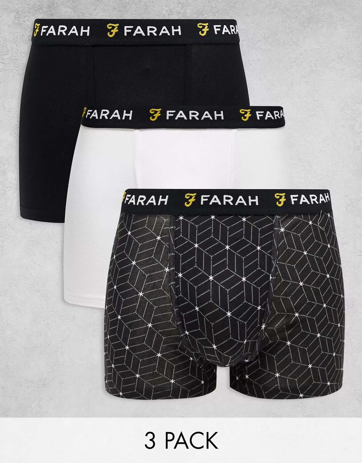 

Три пары боксеров Farah Carbon, черно-белые