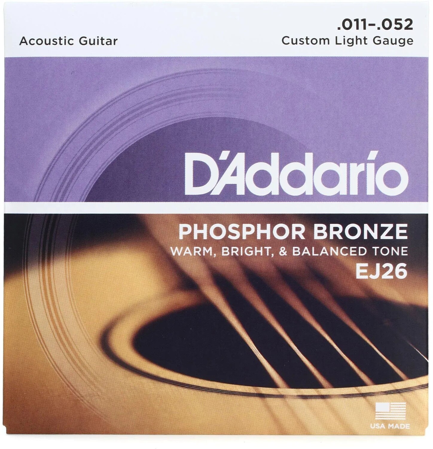 

Струны D'Addario EJ26 для акустической гитары из фосфористой бронзы — .011-.052 Custom Light