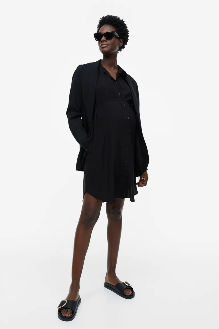 Платье-блузка мама с поясом H&M, черный