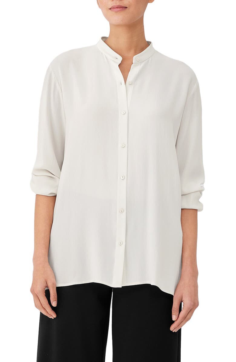 

Шелковая блузка с воротником-стойкой EILEEN FISHER