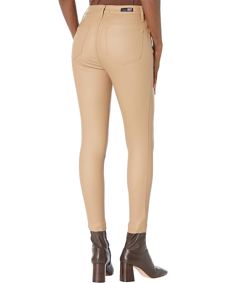 Джинсы KUT from the Kloth Connie - Coated High-Rise Fab AB Ankle Skinny with Raw Hem in Caramel, карамельный