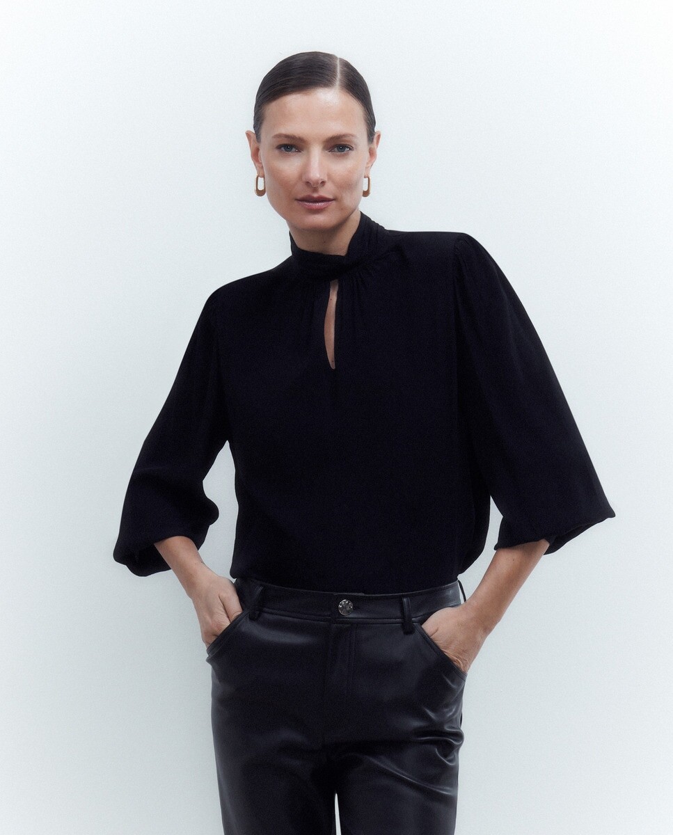 

Однотонный топ с длинными рукавами Woman El Corte Inglés, черный