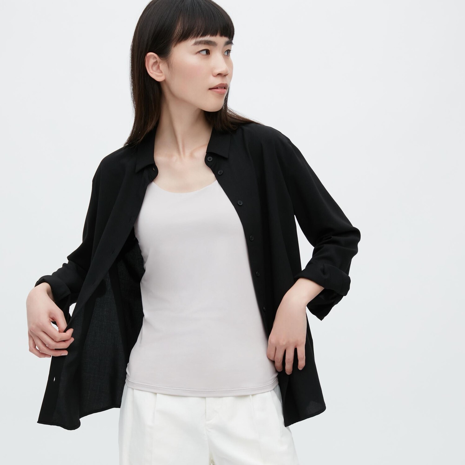 

Топ на бретелях с бюстгальтером AIRism Uniqlo, светло-серый
