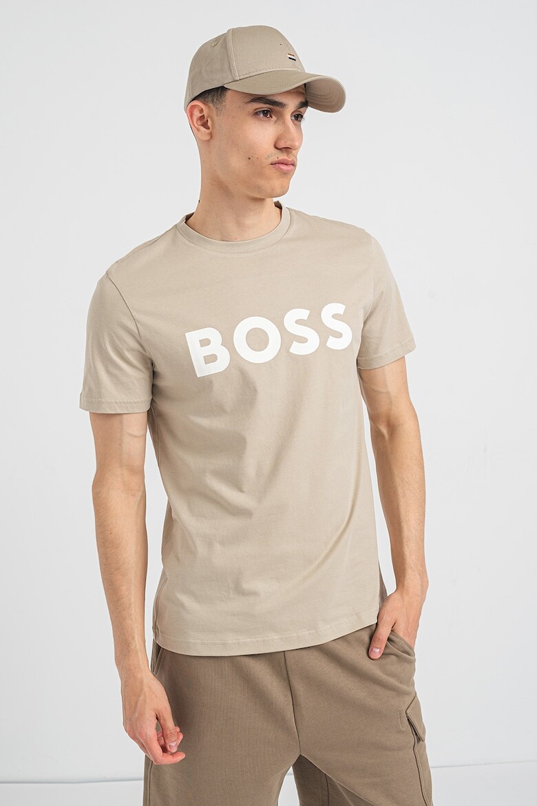 

Хлопковая футболка Thinking с логотипом Boss, коричневый