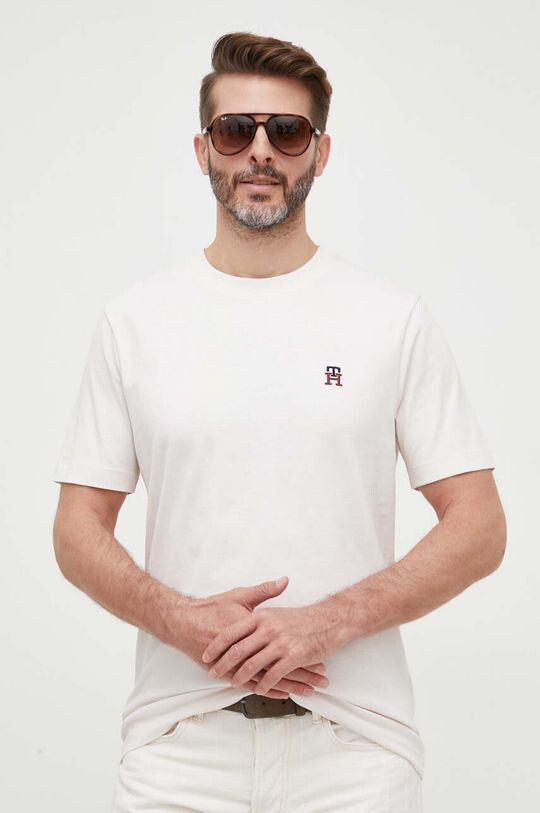 

Хлопковая футболка Tommy Hilfiger, бежевый