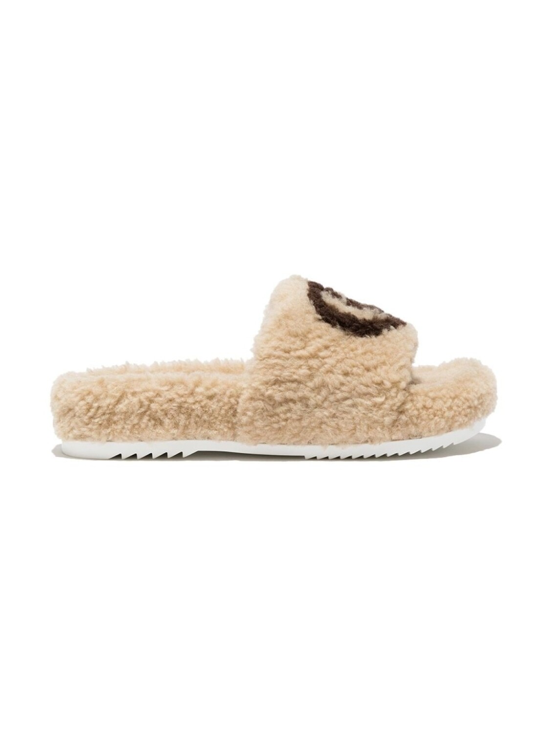 

Gucci Kids меховые шлепанцы с логотипом Interlocking G, нейтральный цвет