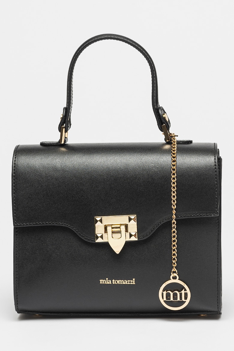 Кожаная сумка со съемным логотипом Mia Tomazzi, черный