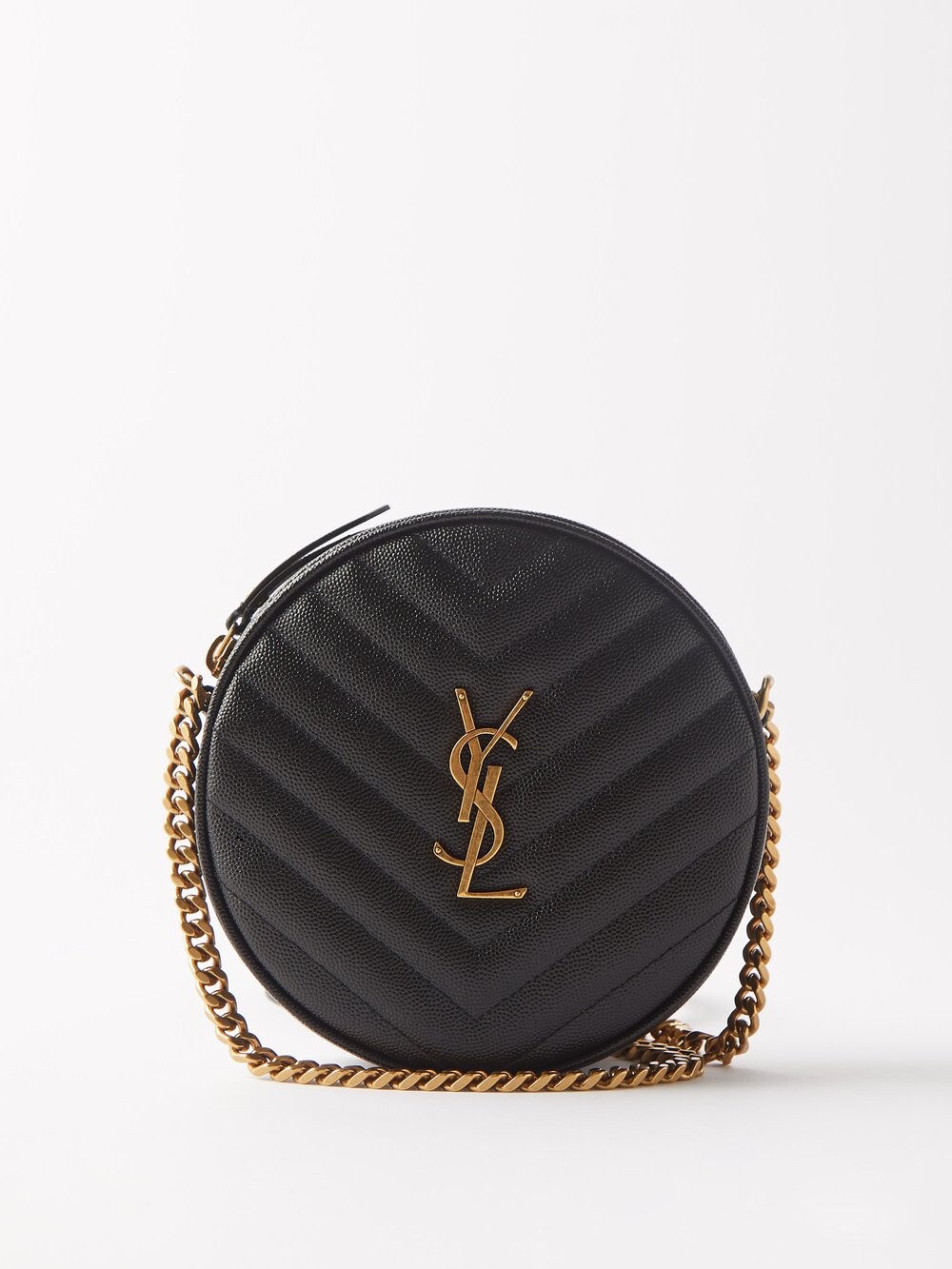 

Круглая стеганая кожаная сумка через плечо vinyle Saint Laurent, черный