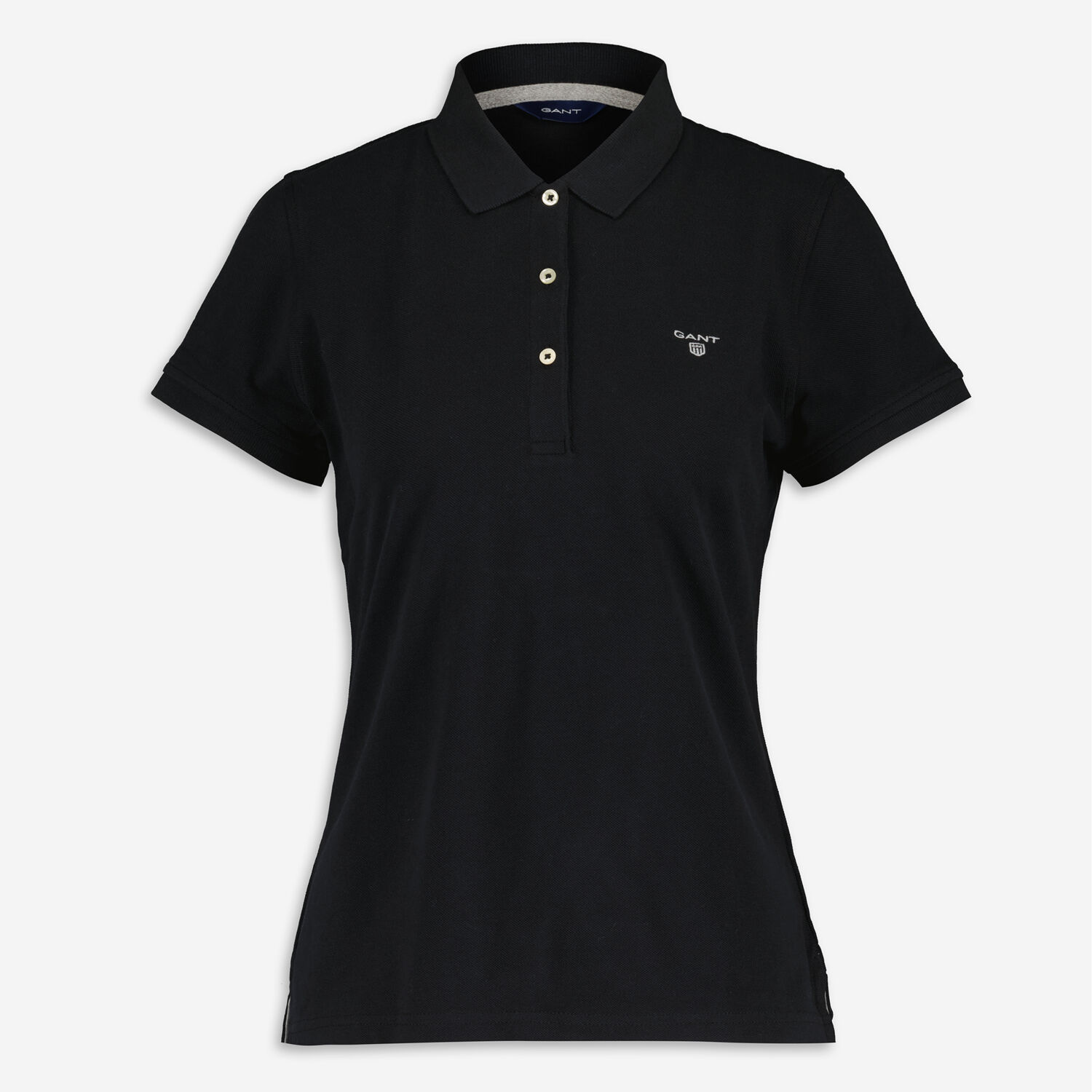 Черная рубашка-поло с вышивкой логотипа Gant