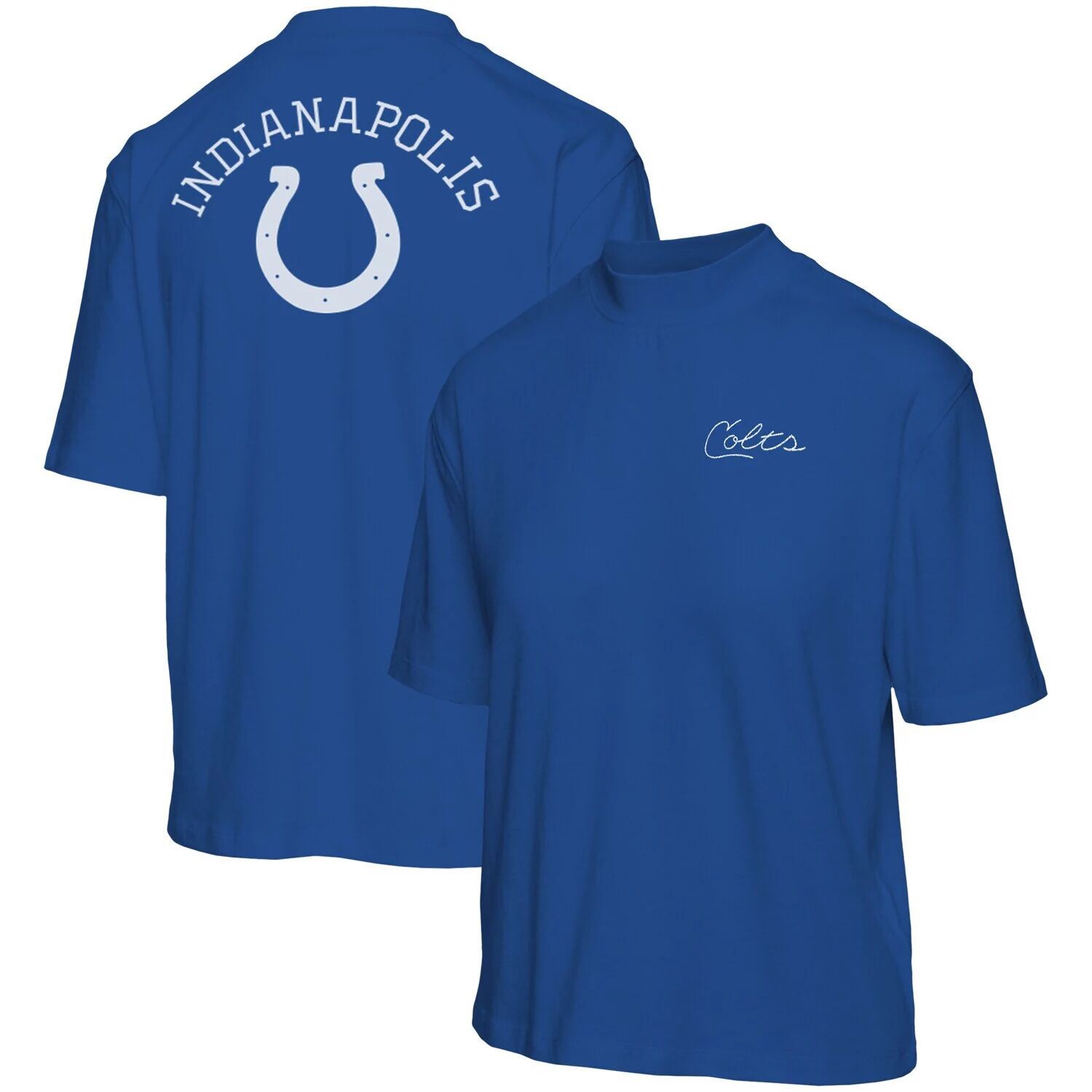 

Женская футболка с коротким рукавом и воротником-стойкой Royal Indianapolis Colts Junk Food