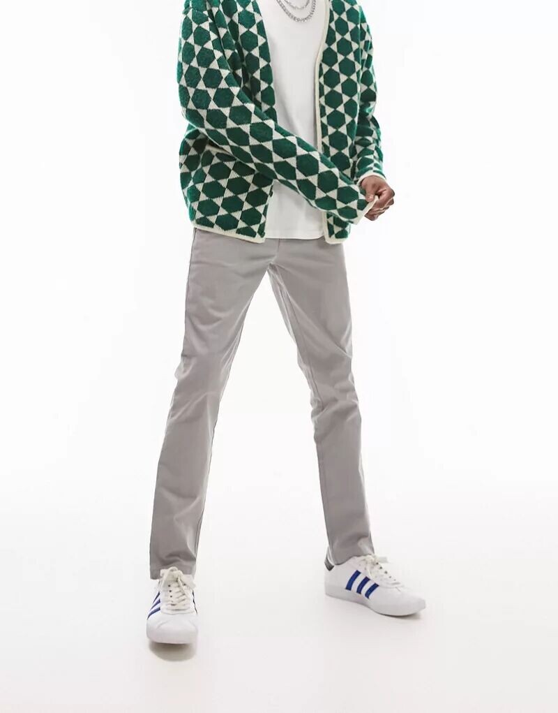 

Серые чиносы узкого кроя Topman