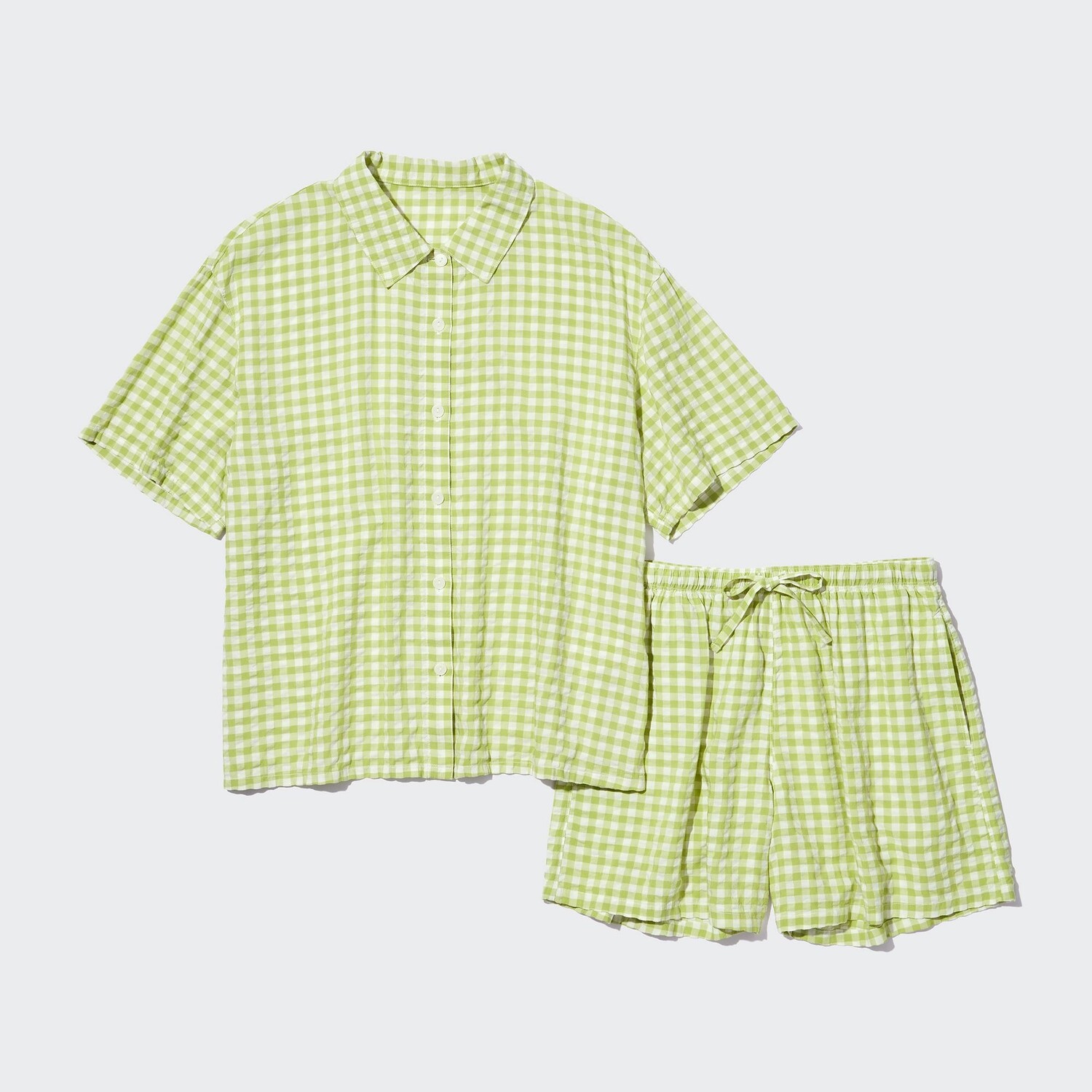 

Пижама UNIQLO мягкая из жатого хлопка с короткими рукавами в клетку, зеленый