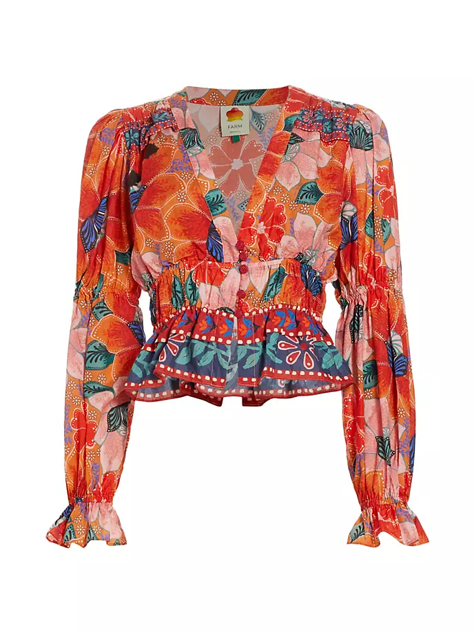 цена Укороченная блузка из хлопковой вуали Marias Farm Rio, цвет orange