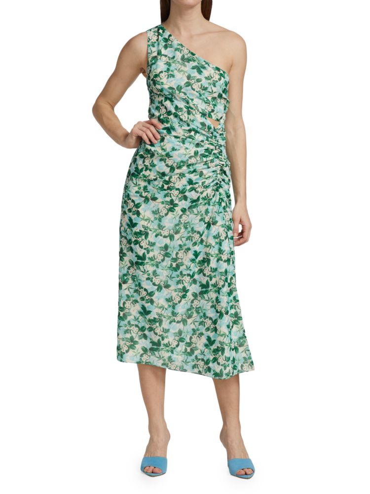 Платье миди на одно плечо Clarissa с цветочным принтом Amur, зеленый платье amur kayleigh зеленый