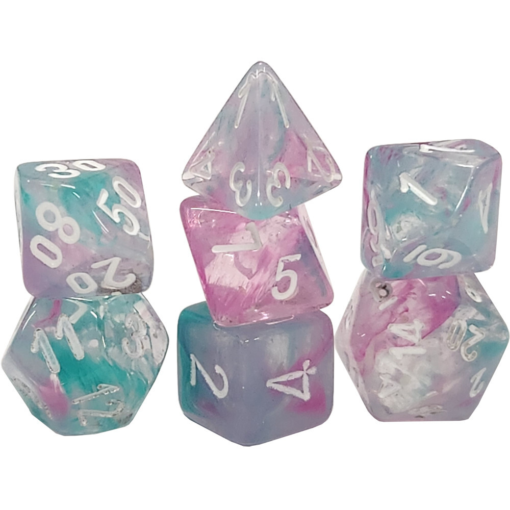 

Аксессуары Chessex Chessex Mini Dice Set: Nebula - Wisteria w/ White (7)