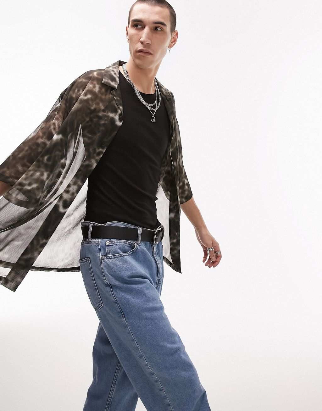 

Свободная прозрачная рубашка Topman однотонного цвета