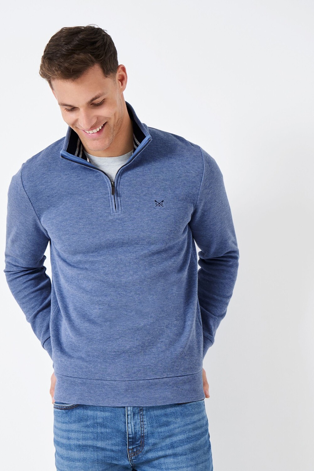 

Голубая классическая хлопковая толстовка Crew Clothing Company, синий