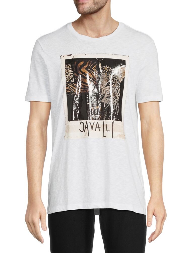 

Футболка с графическим рисунком Roberto Cavalli, цвет Optic White