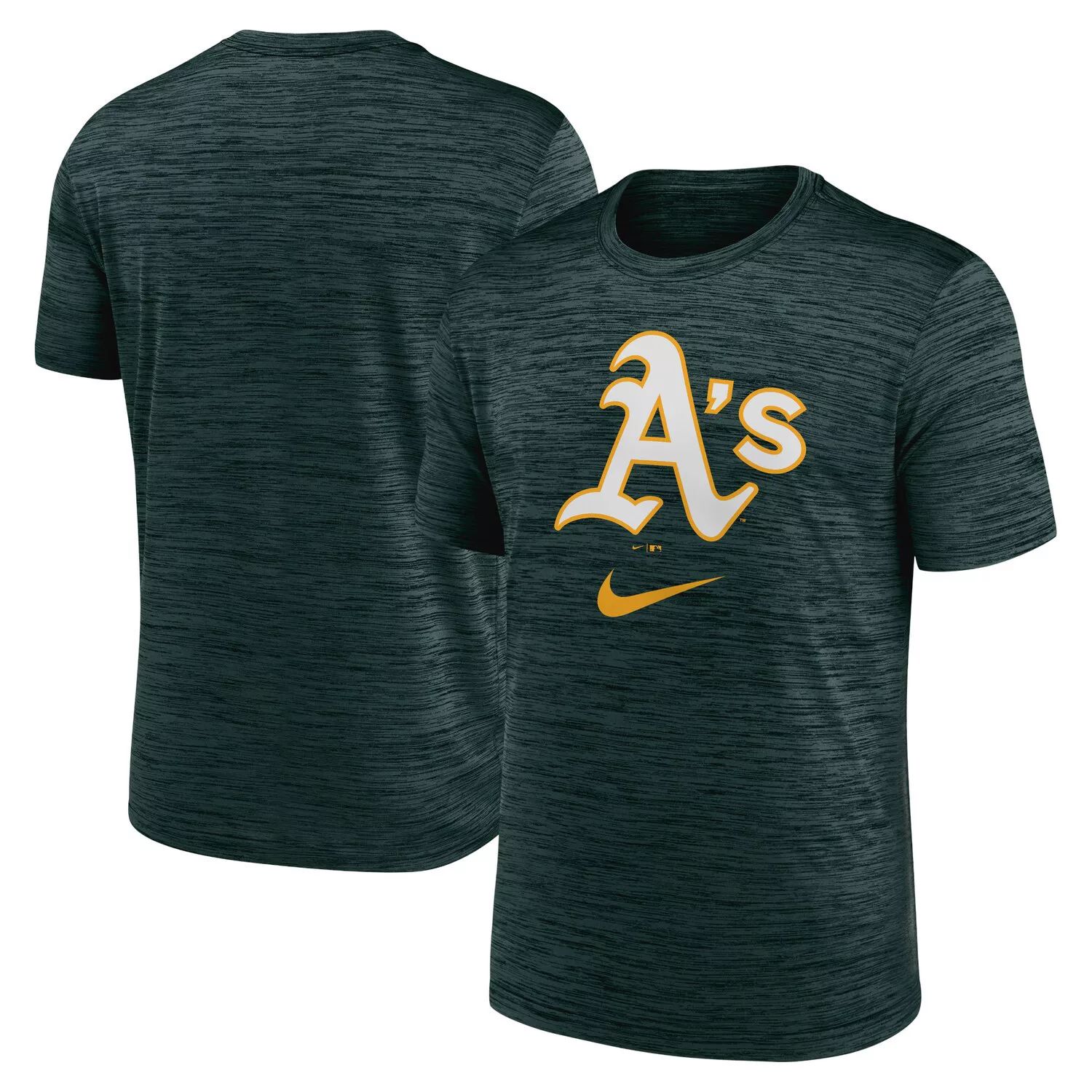 цена Мужская зеленая футболка с логотипом Oakland Athletics Velocity Performance Nike