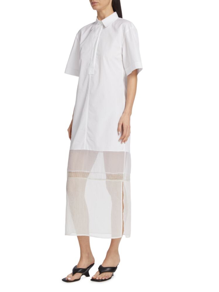 

Комбинированное платье-рубашка из поплина Helmut Lang, цвет Optic White
