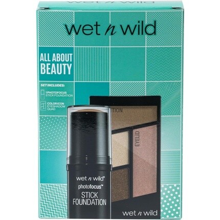 

Набор Wet n Wild All About Beauty с тональной основой Photo Focus Stick в нежно-бежевом оттенке и набором из четырех теней для век Color Icon Wet 'N' Wild