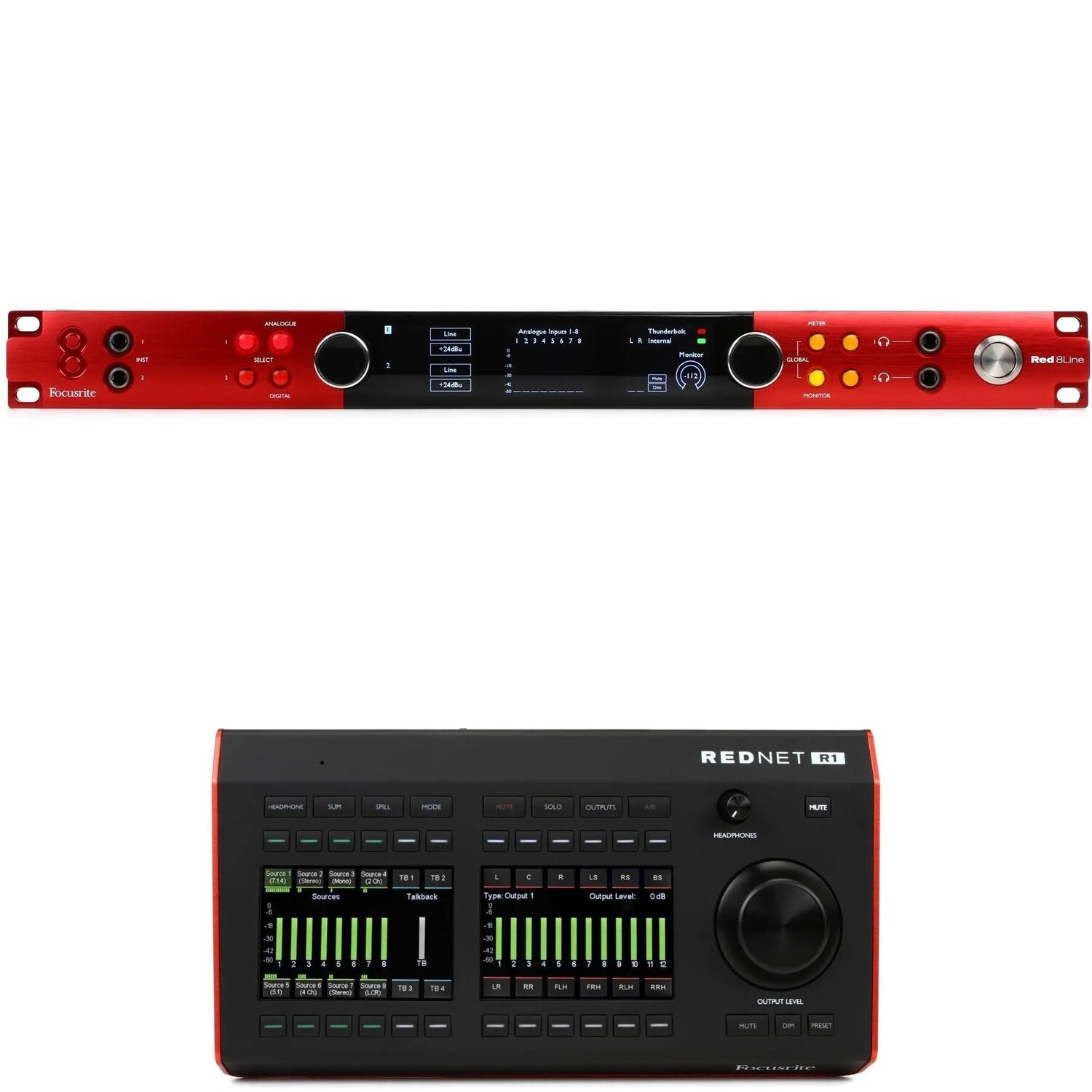 

Новый интерфейс Focusrite Red 8Line Thunderbolt 3 и комплект пульта дистанционного управления RedNet R1