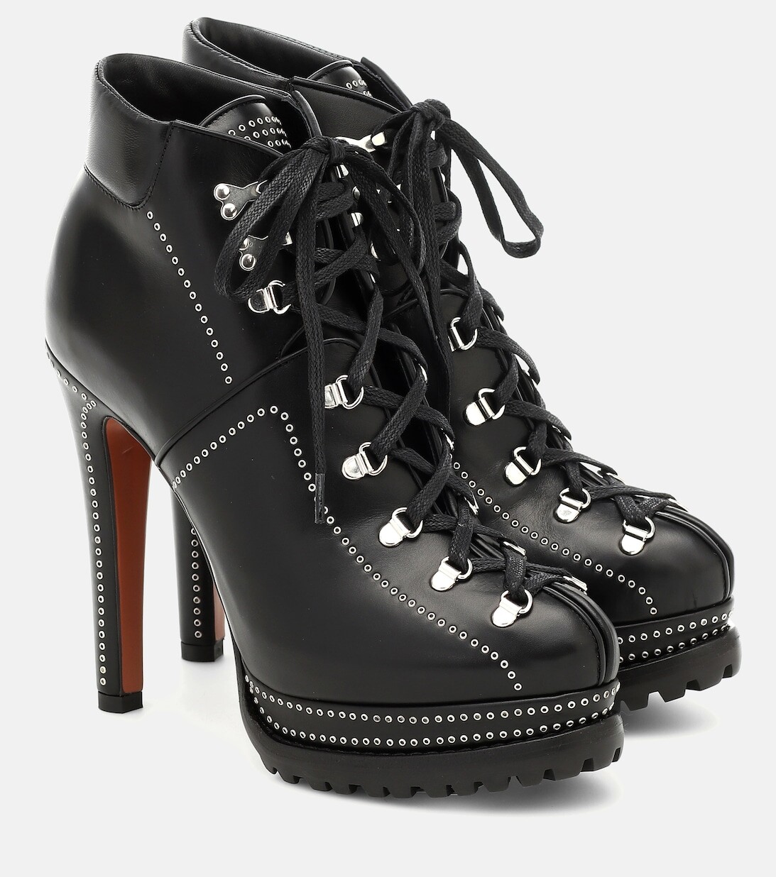 

Украшенные кожаные ботильоны на платформе Alaïa, черный