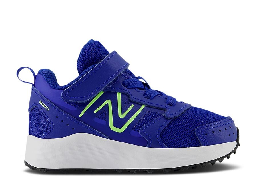 

Кроссовки New Balance New Balance Fresh Foam 650 Bungee Lace Top Strap Toddler X-Wide 'Team Royal Bleached Lime Glow', синий