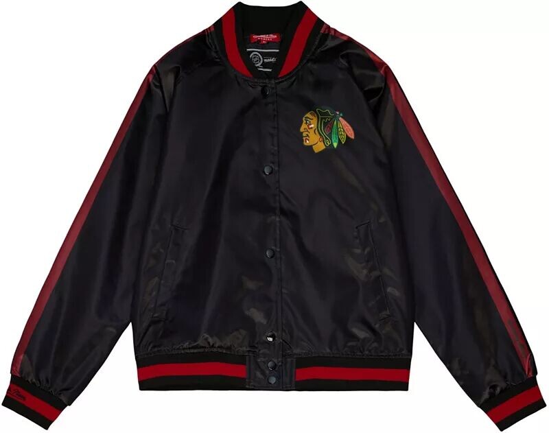 

Черная атласная куртка Mitchell & Ness Chicago Blackhawks