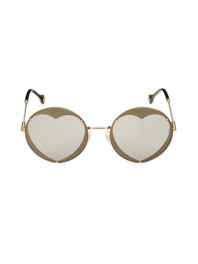 

Круглые солнцезащитные очки в форме сердца 57MM Carolina Herrera, цвет Gold Grey