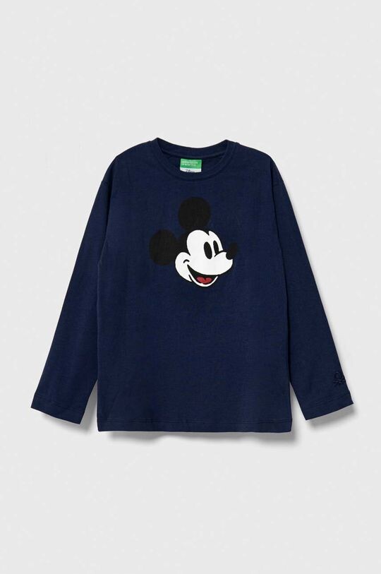 

Хлопковая рубашка Disney с длинными рукавами для детей/топор United Colors of Benetton, темно-синий