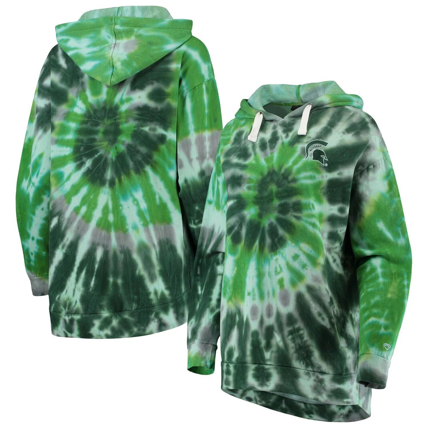 

Женский зеленый пуловер с капюшоном Colosseum Michigan State Spartans Slow Ride Spiral Tie Dye Colosseum