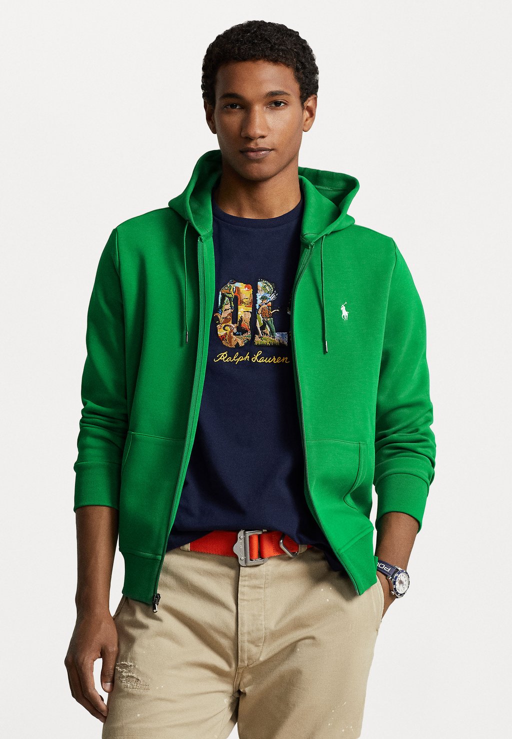 Толстовка на молнии Long Sleeve Polo Ralph Lauren, цвет kayak green