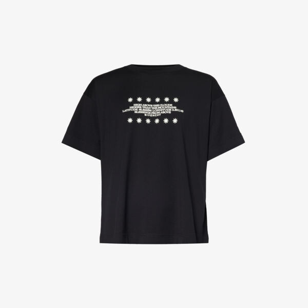 

Футболка свободного кроя со звездным принтом из хлопкового джерси Givenchy, черный