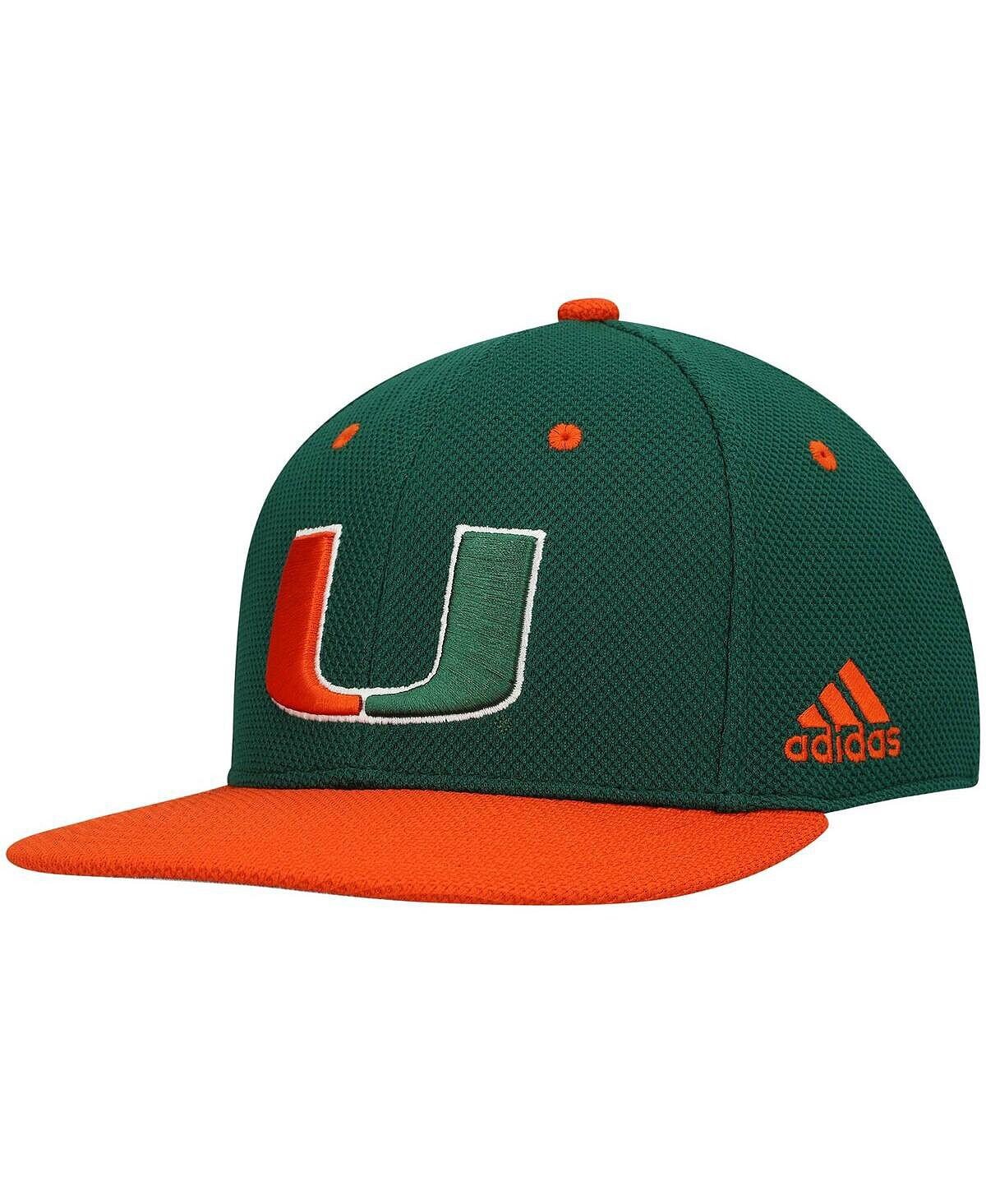 

Мужская бейсбольная кепка зеленого и оранжевого цвета Miami Hurricanes adidas