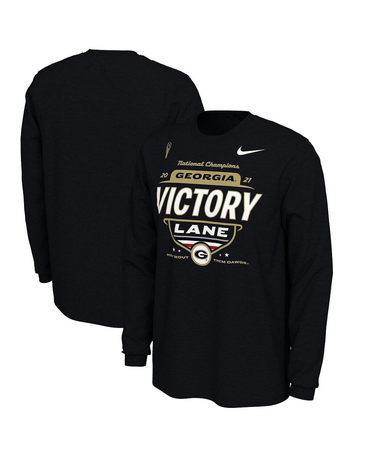цена Мужская черная футболка с длинными рукавами для игры в раздевалке национальных чемпионов Джорджии Бульдогс по студенческому футболу плей-офф 2021 Nike