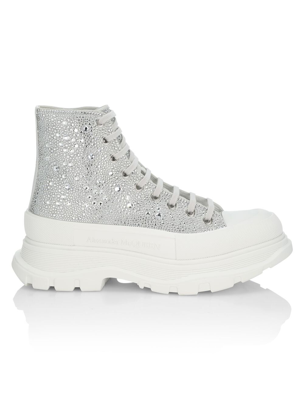 

Высокие ботинки с кристаллами Treadslick Alexander McQueen, белый